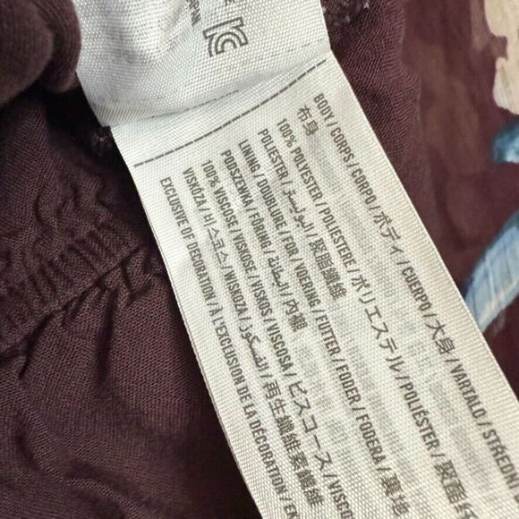 Abercrombie & Fitch Floral Crop Top Bell Sleeve Women S Brown V Neck Boho - Picture 4 of 5